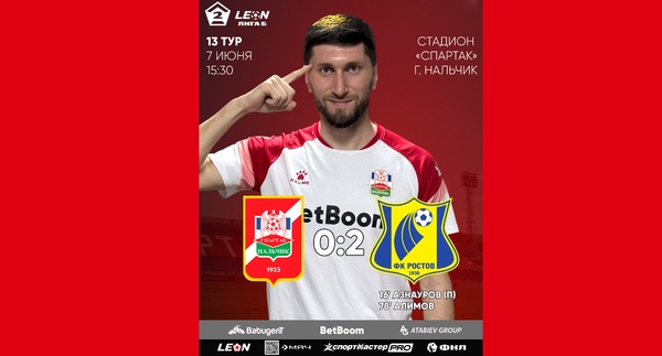 13 тур LEON - Вторая лига Б 2025 «Спартак-Нальчик» 0:2 «Ростов-2»
